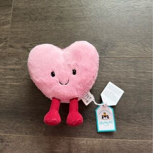 Jellycat Pink Heart Plush with Red Legs (TAGS ATTACHED)